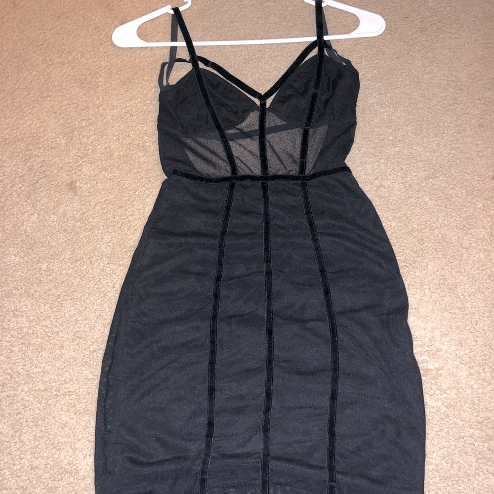 Black Fashion Nova Sheer Mini Dress